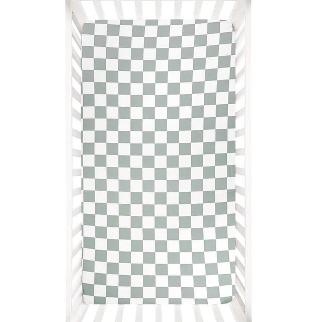 Sábanas ajustables para cuna DILIMI para bebés y niñas, color verde a cuadros
