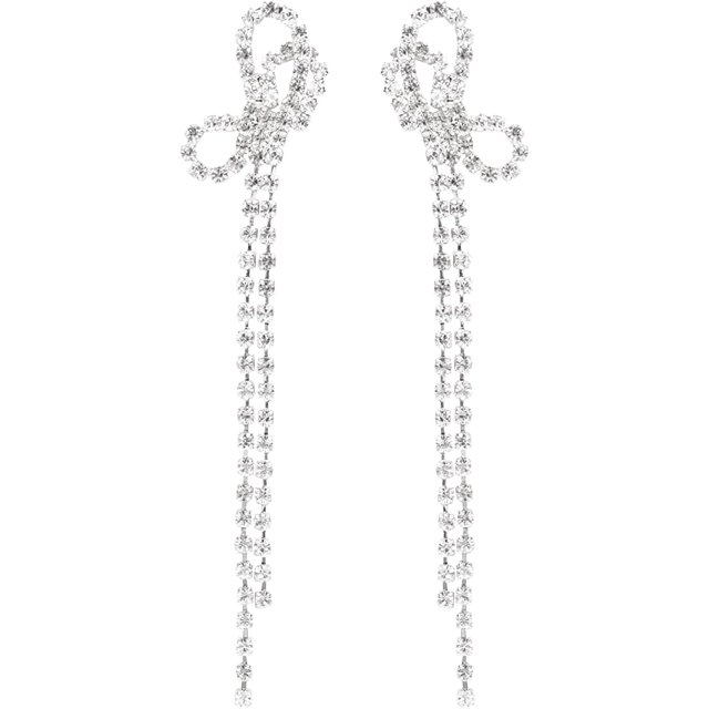 Pendientes de gota Pendientes colgantes de plata Pendientes de diamantes de imitación para mujer Pendientes de tuerca ligeros Nudo de cristal TUNC Sencillez