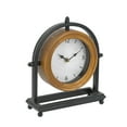 thumbnail image 2 of A&B Home Decorative Table Clock with Brown Wooden Frame and Black Iron Stand - 9.5x3.5x10", 2 of 5