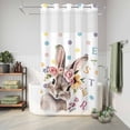 thumbnail image 6 of No Hook Shower Curtain with Built-in Rings - Floral Bunny Easter Washable Waterproof Fabric Bathroom Curtains for Hotel,Rentals, Stall 36 X 72 Inch , Color Polka Dot Pattern White, 6 of 9