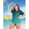 thumbnail image 2 of TIYOMI Plus Size 5X Swimsuit Shirts For Women Rash Guard Tops Green Gradient Short Sleeve Pullover Surfing Swim Workout UPF 50+ Sun Protection Tops 5XL 26W 28W, 2 of 4