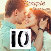 Silvora Classic Black Hoop Earring 10mm 925 Sterling Silver Huggie Earrings for Men Women Jewelry Gift Christmas Father's Day