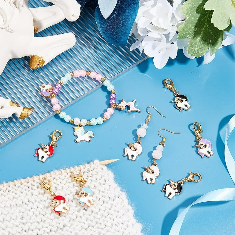 NBEADS 14 Pcs Cat Stitch Markers, Alloy Enamel Crochet Stitch Marker Charms Locking Stitch Marker With 304 Stainless Steel Clasp For Crochet Weaving Sewing Accessories Quilting Jewelry Making