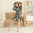 thumbnail image 3 of FORMRS Niños Bathrobe Unisex Hooded Robe Soft Plush Pajamas Sleepwear, Size 4-6T, Gray Dinosaur, 3 of 7