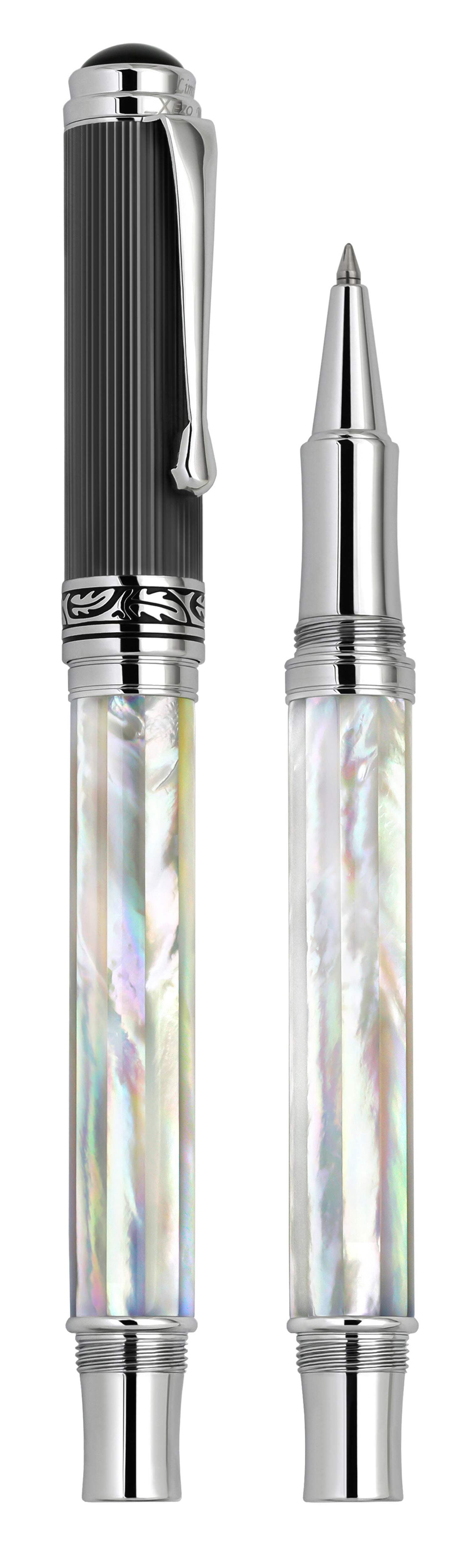 Xezo Xezo Maestro® Oceanic White Mother of Pearl Rollerball Pen - DLC (Diamond-Like Coating) PVD Cap