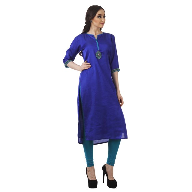 Bimba Tunique Style Chic Orange pour Femmes Kurta Indienne avec Haut de Travail Perlé à la Main