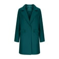 thumbnail image 4 of Womens Long Wool Blend Coat Single Trench Coat Sky Blue L, 4 of 5