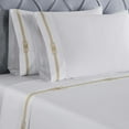 thumbnail image 4 of Superior Moonlawn Embroidered Cotton Bed Sheet Set, California King, White/Gold, 4 of 10