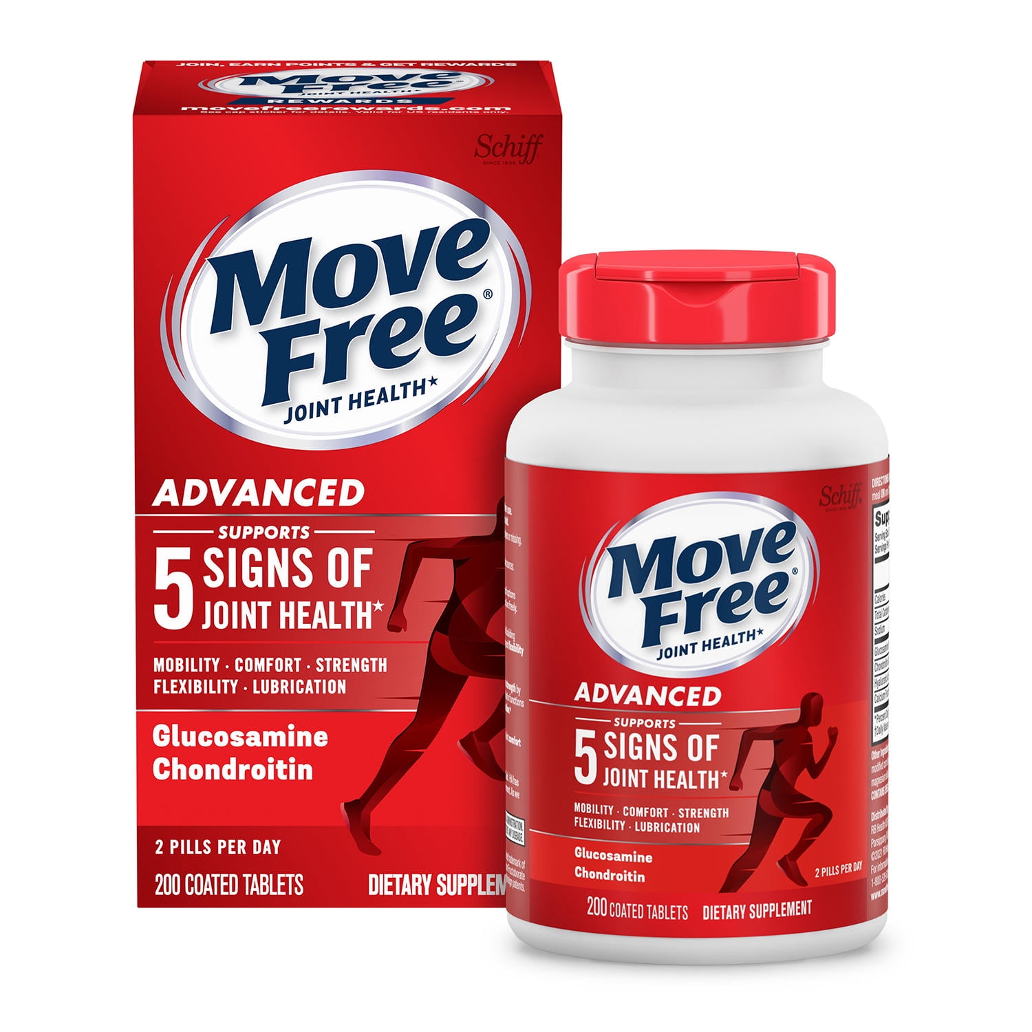 Move Free Advanced, Tablets (200 Count Box) - Joint Health Supplement with Glucosamine and Chondroitin