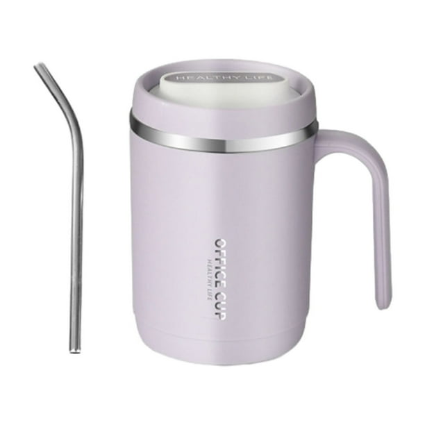 Pisexur Batería de cocina Taza de acero inoxidable, taza de desayuno, taza de leche con tapa, taza de café, taza de oficina para hombres y mujeres para la cocina del hogar