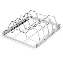 Stainless Steel Foldable Rib Rack for Grill, Smoker, Oven, Barbecue, 5 Slot Cooking Stand for Evenly Roasted Meats, Portable Holder for Outdoor Camping, Grilling