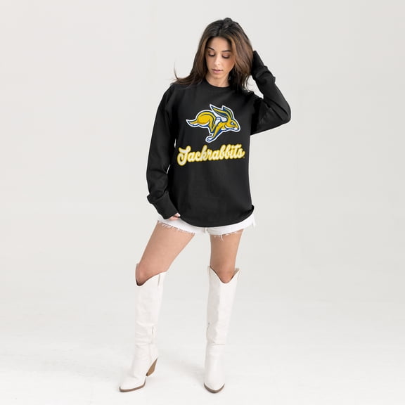 Women's Gameday Couture Black South Dakota State Jackrabbits Oversized Honor Roll Long Sleeve T-Shirt