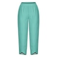 thumbnail image 4 of Diufon Womens Linen Wide Leg Pants Summer Plus Size Pants Solid Color Capris Pants with Pockets, 4 of 5