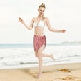 thumbnail image 5 of Bingfone Stripes Red White Women's Sarong Swimsuit Cover Ups Bathing Suit Coverups Chiffon Beach Wrap Skirts, 5 of 7