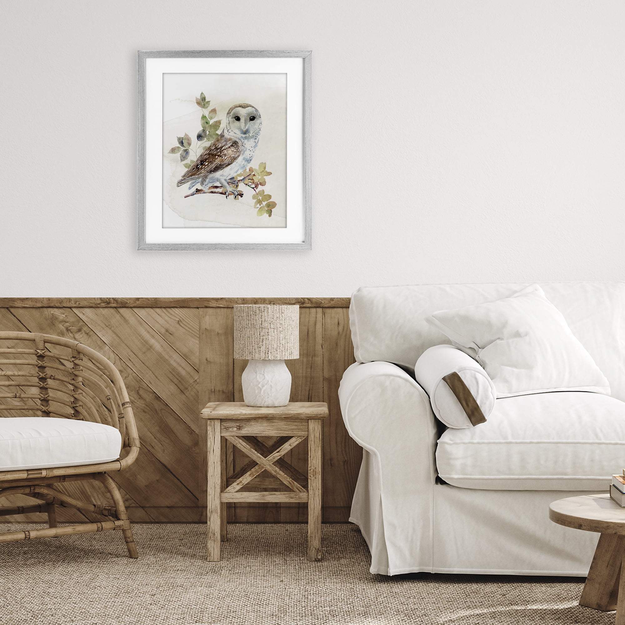 Stupell Industries Owl Among Autumn Leaves Gray Framed Print Under Glass, design by CAD Designs