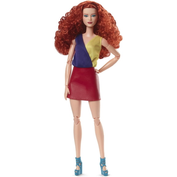Barbie Looks Doll, Curly Red Hair, Color Block Outfit with Miniskirt