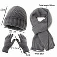 thumbnail image 2 of Baberdicy Adult Winter 3 Pcs, Women & Men Autumn Winter Warm Wool Hat Scarf Gloves Set, Three Pieces Winter Knit Cap with Brim And Screen Mittens, Color Block Style for Cold Weather Burgundy, 2 of 2
