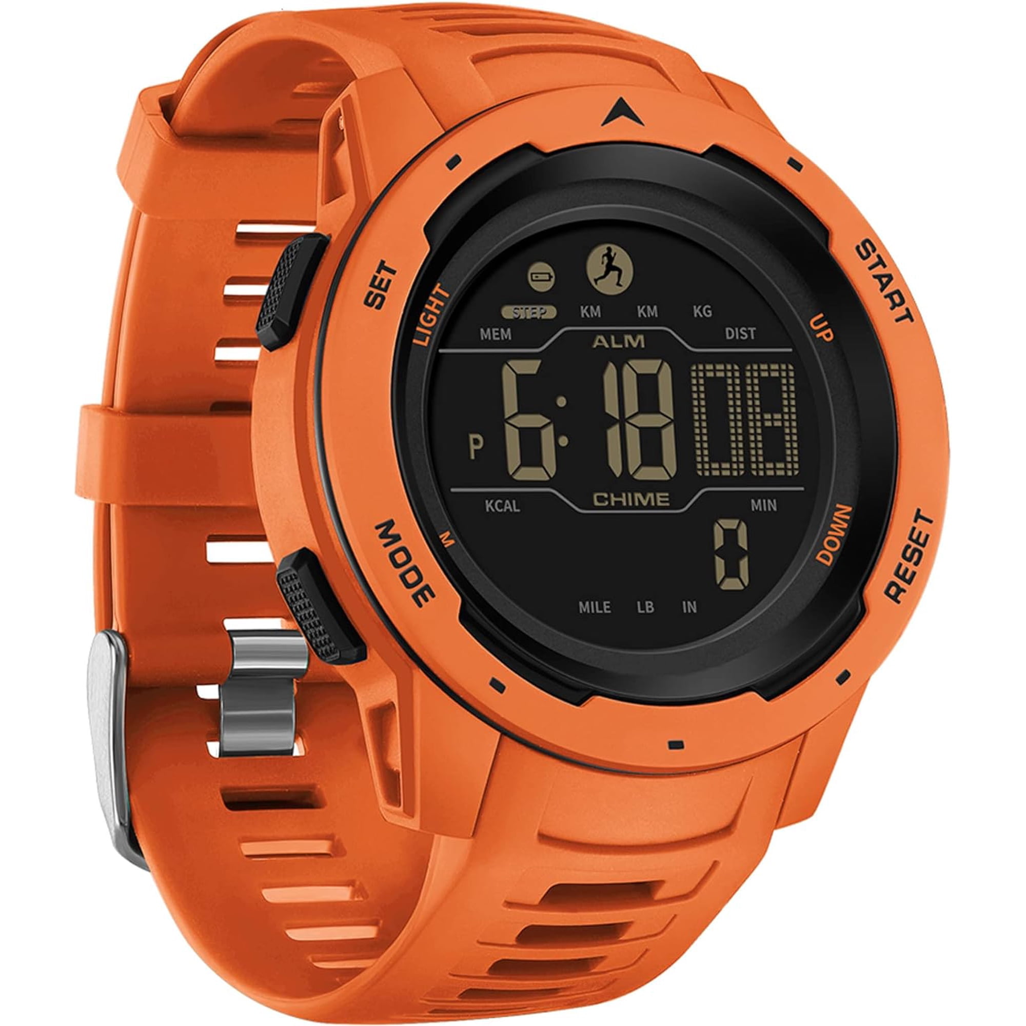 findtime Step Counter Fitness Tracker Watches for Men, Men's Digital Sports Watch IP68 Waterproof with Pedometer Calorie Dual Time Countdown Stopwatch, Tactical Military Outdoor Survival Hiking