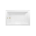 thumbnail image 3 of Aqua Eden CVTAP603622L2 60" Acrylic Rectangular 3-Wall Alcove Tub, Left Hand Drain, Glossy White/Polished Brass, 3 of 4
