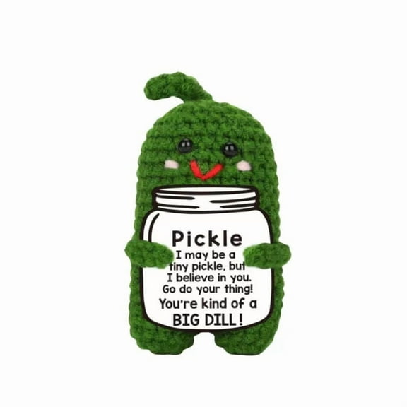 Emotional Support Pickle - Easter Basket Stuffer essentials for Adults, Teens - Positive Crochet Pickle Gift - Funny Dill Pickle Desk Decor - Easter Gifts for Women, Men, Pickle
