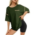 thumbnail image 2 of BVOFAR Women's Short Sleeve Oversized T-Shirts Color Block Crew Neck Casual Tops Summer Loose Comfy Tees 2025, 2 of 9
