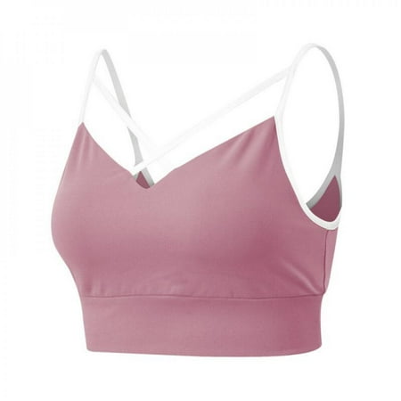 

[Clearance!]Women s Beautiful Back Fitness Bra Breathable Sweat-Absorb Front Stripe Cross Shockproof Sag-Proof Nylon Bralette