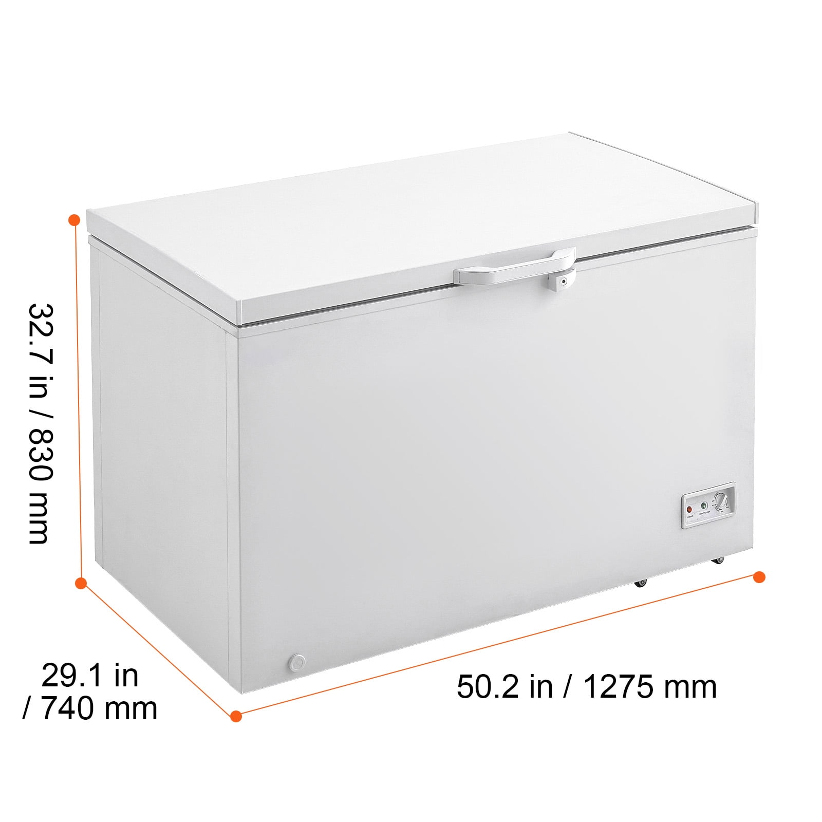 KFFKFF 12.8 Cu.ft / 345 L  Top-Open Chest Freezer with 7-Speed​Temperature Control 4 Removable Storage Baskets, Freestanding 6 Wheels