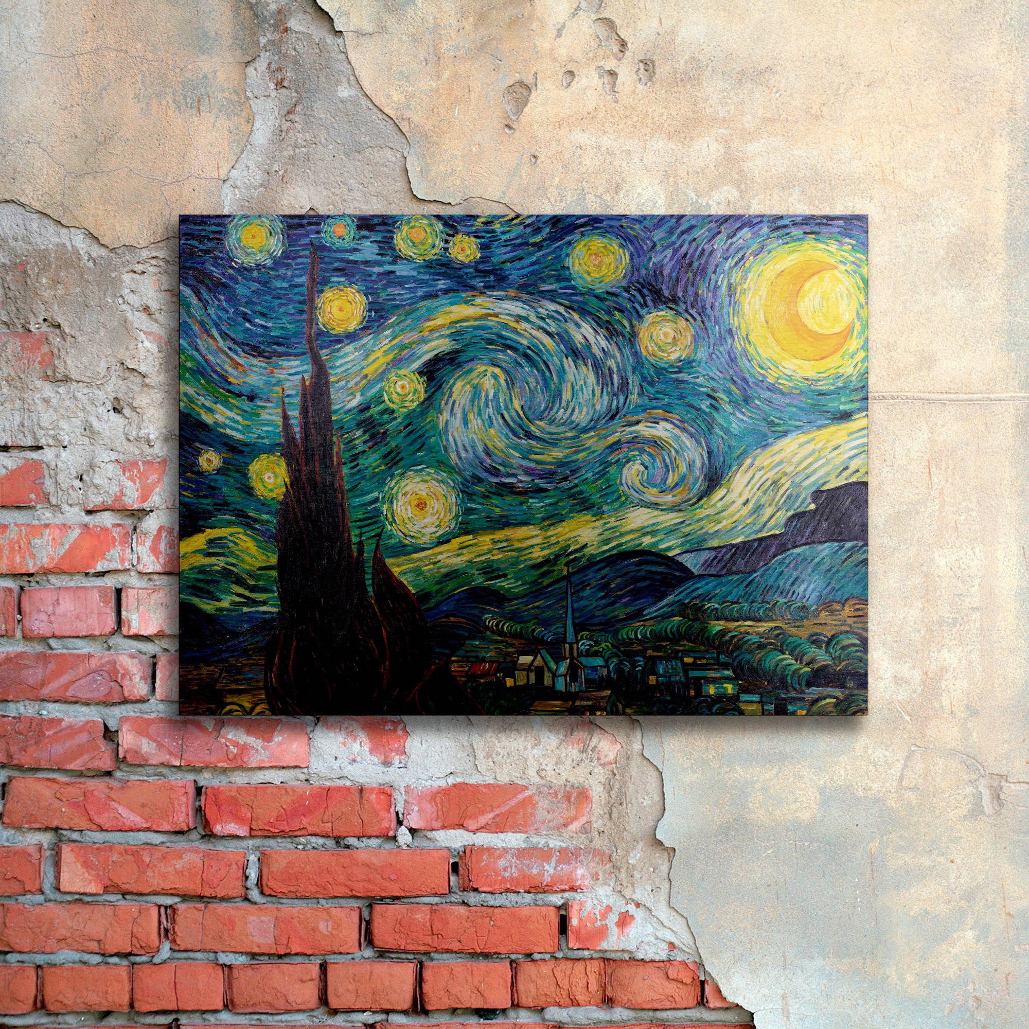 Trademark Fine Art "Starry Night" Brushed Aluminum Wall Art Art by Vincent van Gogh 16" x 22"