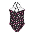 thumbnail image 2 of Girls' One-piece Swimsuit Cross Back Bathing Suit Beach Surfing Sizes 3T-10T Pink and White Polka Dots, 2 of 9