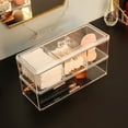 thumbnail image 4 of Cotton Swab Organizer Acrylic Material Dustproof Cosmetic Storage Box With Lid Makeup Holder Cotton Pad Container, 4 of 5