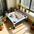 thumbnail image 6 of Cat & Dog Hammock Bed, Elevated Pet Cot with Breathable Mesh, Raised Cat Bed for Small Pets, Portable Puppy Bed Indoor & Outdoor Use (1PC, Blue, 20"x18"x5.3"), 6 of 7
