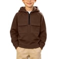 thumbnail image 2 of Sentuca Boys Hoodies Half Zip Fleece Pullover Sweatshirts with Pockets Long Sleeve Fall Winter Warm Sports Kids Tops Size 10Y, 2 of 8