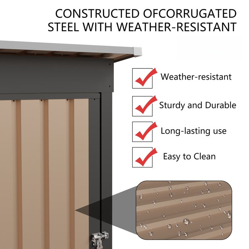 5x3 FT Outdoor Small Storage Shed with Lockable Door, Bike Tool Storeroom with Insulated Roof, Metal Shelter for Lawn Backyard