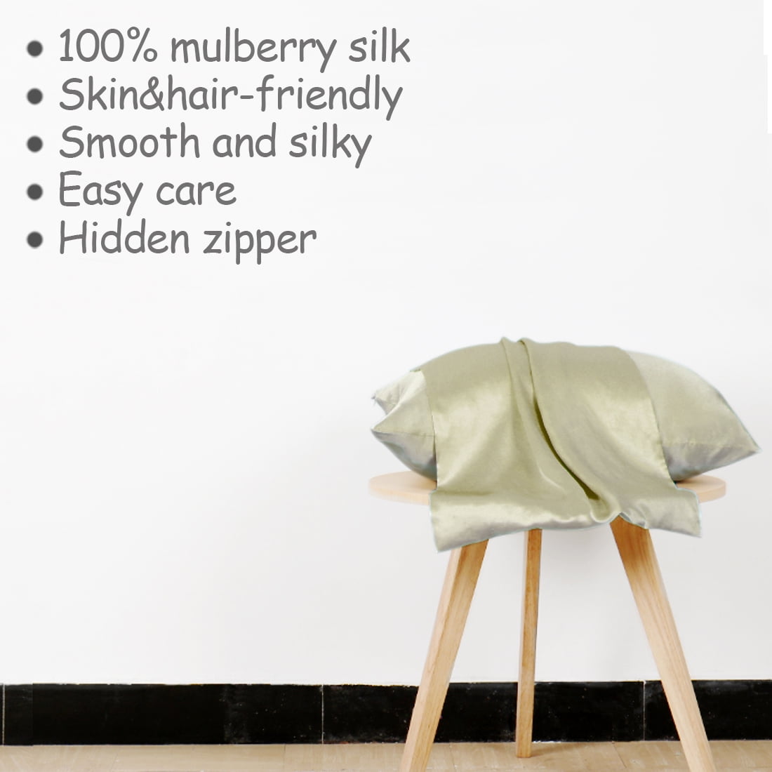 3 Pack 19 Momme Smooth Mulberry Silk Pillow Case Cover, Queen, Light Brown