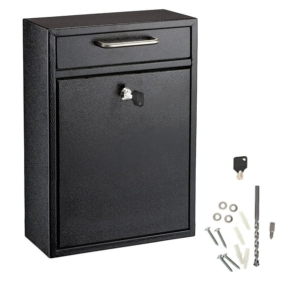 AdirOffice Wall Mount Mailbox - Mailbox with Lock and Keys- Durable Wall Mounted Locking Mailbox and Cash Drop Box for House, Apartments and Bussiness After Hours Deposits