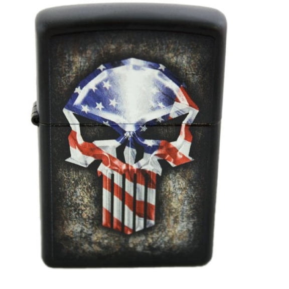 Zippo American Flag Punisher Skull Custom Zippo Windproof Collectible Lighter Black Matte. Made in USA Limited Edition
