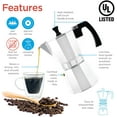 Milan Stovetop Espresso Maker Moka Pot 9 Cup Silver Cuban Coffee