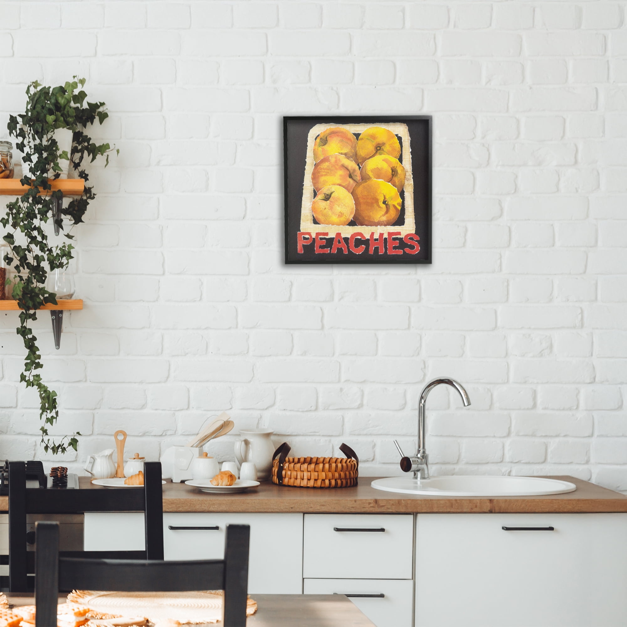 Stupell Industries Collaged Garden Peaches Black Framed Giclee Art, design by Nancy Overton