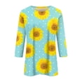 thumbnail image 4 of Titcea T Shirts for Women 3/4 Length Sleeve Sunflower Printed Round Neck T Shirts Hawaiian Beach Holiday Summer Casual Tops, Gifts for Mom/Her, 4 of 5