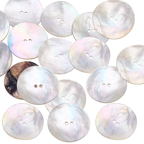 20pcs 2-Holes Natural Shell Buttons 34mm Round Shell Buttons Sewing Craft Seashell Button
