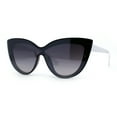 thumbnail image 3 of Womens Oversized Shield Cat Eye Inset Lens Sunglasses Black White Smoke, 3 of 4