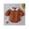 thumbnail image 2 of Franhais Baby Romper, Contrast Color Doll Collar Long Sleeves Bodysuit with Buttons for Girls, 0-24 Months, 2 of 7
