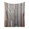 thumbnail image 1 of Rustic Wood Soft Flannel Fleece Blanket, Arrangement with Planks and Retro Effect Photo Style Print of Timber, Cozy Plush for Indoor and Outdoor Use, 70" x 90", Brown and Multicolor, by Ambesonne, 1 of 6