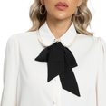thumbnail image 6 of Women's Bow Tie Neck Blouses Long Sleeve Peter Pan Collar Blouse Flounce Kawaii Girls School Uniform Shirt Lady Bowknot Office Lady Button-Down Shirts,Beige S-2XL, 6 of 9