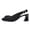 Black, variant on Fiaer Women's Knitted Bow Slingback Heel Pumps Square Closed Toe Block Heel Elastic Band Dress High Heels Fashion Walking Work Shoes Khaki 9.5