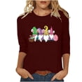 thumbnail image 1 of Blouse pour Femmes T-shirt Imprimé Col Rond de Pâques Manches 3/4 Col Rond Chandail, 1 of 1