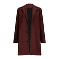 thumbnail image 5 of aohooy Long Wool Coats for Women Trendy Notched Lapel Collar Knee Length Peacoat Single Breasted Plus Size Long Sleeve Trench Coat Wine,XL, 5 of 7