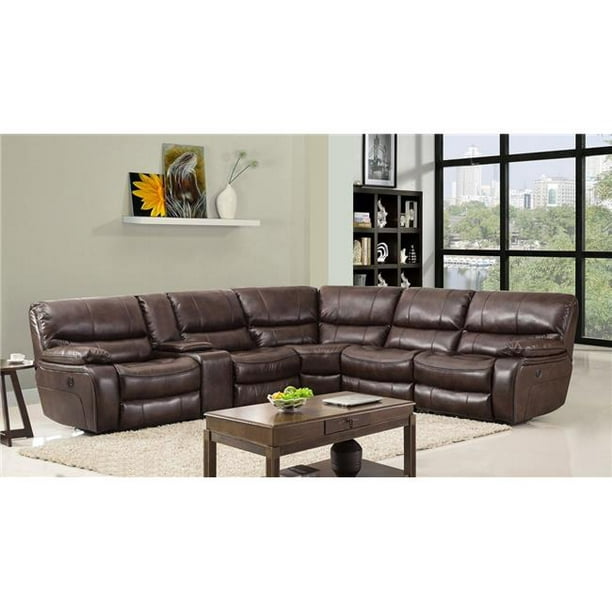 Homeroots 343958 254 X 41 40 In, Dark Brown Leather Sectional Sofa