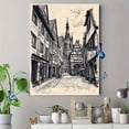 thumbnail image 4 of European Old Town Street Woodcut Style Canvas Print/Wall Art， Suitable for Living Room， Bedroom， Office， Dining Room， and Hallway Decoration., 4 of 8