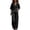 Black, variant on Outfit Sets for Women 2 Piece Sets Summer Outfits Casual V Neck Striped Patchwork Short Sleeved Tops and Loose Comfortable Straight Leg Pants Set Beach Vacation Travel Outfits